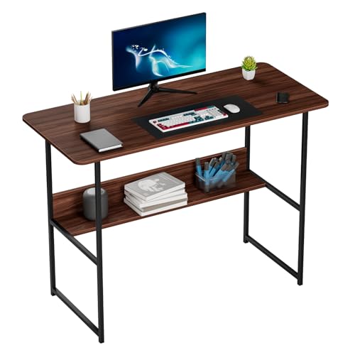 Computer Desk,Home Office Writing Study Desk with Storage Shelf Makeup Dressing Table Simple Study Desk for Home Office Bedroom 47 Inch