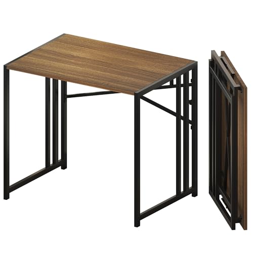 Lutown-Teen Folding Computer Desk 32 inch, Espresso | Writing Gaming Computer Camping Table, No Assembly Required Home Office Desk for Small Spaces - color: Espresso, size: 32 Inch