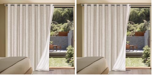 H.VERSAILTEX Linen Blackout Curtain Durable Thick Textured Linen Look 100% Blackout Patio Door Curtain Anti Rust Grommet Extra Wide Sliding Door Curtain Panel, W100 x L84 inch - Natural (Pack of 2) - color: Natural, size: 100"W x 84"L (Pack of 2)