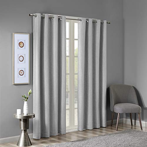 Sun Smart Maya Blackout Window Curtain Patio Single Panel, 50x95 Grey | Black Out Textured Heatherd Print,Grommet Top Living Room Decor Thermal Insulated Light Blocking Drape for Bedroom - color: Grey, size: 50"W x 95"L (Pack of 1)