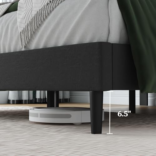 Full Size Upholstered Bed Frame Frame with Headboard，Velvet Black | Geometric Head Board Platform Bed, Sturdy Wooden Slats, Noiseless No Box Spring Required, Easy to Assemble - color: Black, size: Full