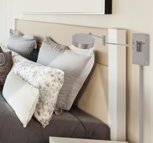 GEORGE KOVACS P4308-084 George's Reading Room LED Swing Arm Wall Lamp, 1-Light, 8 Total Watts, 6.25-in H x 13.75-in W, Brushed Nickel - color: Brushed Nickel