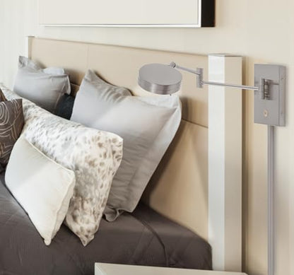 GEORGE KOVACS P4308-084 George's Reading Room LED Swing Arm Wall Lamp, 1-Light, 8 Total Watts, 6.25-in H x 13.75-in W, Brushed Nickel - color: Brushed Nickel