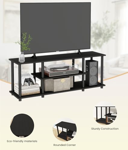 Industrial TV Stand for TVs up to 50 inches, Entertainment Center with Open Storage Shelves, Modern TV Console for Living Room, Black - color: Black
