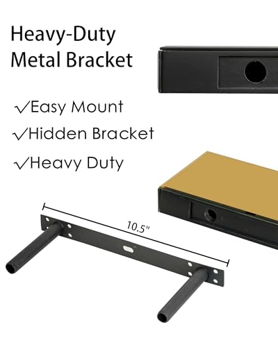 SHYFOY Glass Floating Shelves for Wall, Set of 3, Brass | Display Wall Shelves with Invisible Brackets for Bathroom, Living Room, Bedroom and Kitchen - color: Brass-3pack
