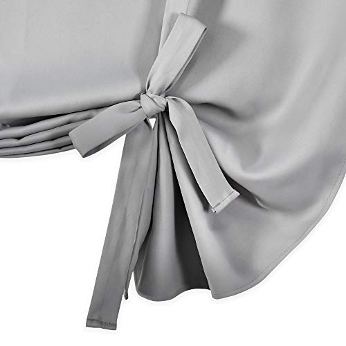 45 Inch Length Balloon Shades Room Darkening Curtain - Adjustable Thermal Insulated Tie Up Curtain Panel for Kitchen (Light Grey,34 W by 45 L,1 Panel) - color: Light Grey, size: 34"W x 45"H