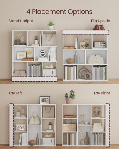 VASAGLE Bookcase Open Storage Shelf, 9.4 x 35.4 x 39.4 Inches | Bookshelf 3-tier book shelf, Cloud White, CUSTOS Collection, ULBC455W01 - color: Cloud White, size: 8 Cubes (9.4"D x 39.4"H), style: 1 Pack