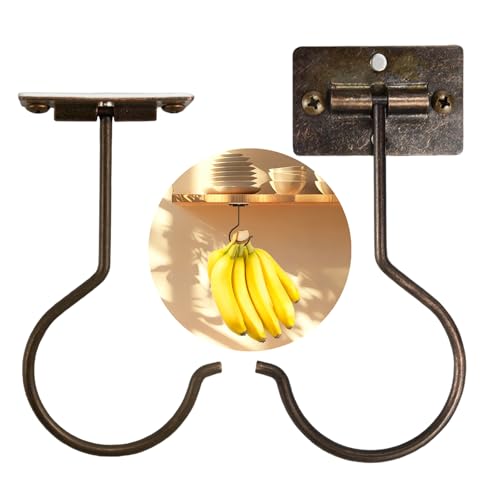 2Pcs Bronze Self-Adhesive Banana Hook, Grape Hook, Kitchen Fruit Hooks, Banana Hanger, Keep Bananas Fresh Under The Cabinet, with Magnetic Absorption Storage Perfect Design - color: Bronze, size: 2 Pieces