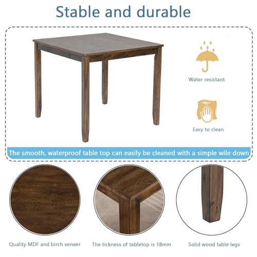 Knocbel Classic 2-Person Dining Table for Small Space, Wooden Apartment Condo Pub Bistro Kitchen Dining Furniture, Standard Height (Walnut Square 30" H) - color: Walnut Square 30"h