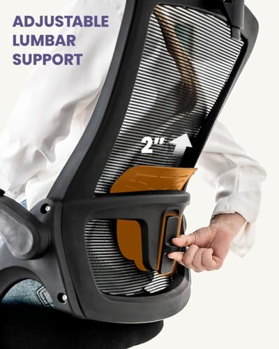NEO CHAIR Office Desk Chair with Ergonomic High Back Headrest, Mesh Black | Adjustable Headrest and Lumbar Support with Flip-Up Armrests Designed for Extended Sitting Comfort While Saving Space - color: Mesh Black