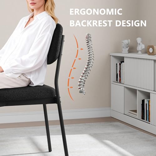 Einhomn Upholstered Dining Chairs Set, Modern Stackable Dining Room Chairs with Soft Velvet Backrest, Kitchen Chairs with Sturdy Metal Legs for Living Room, Restaurant, Set of 2,Black - color: Black