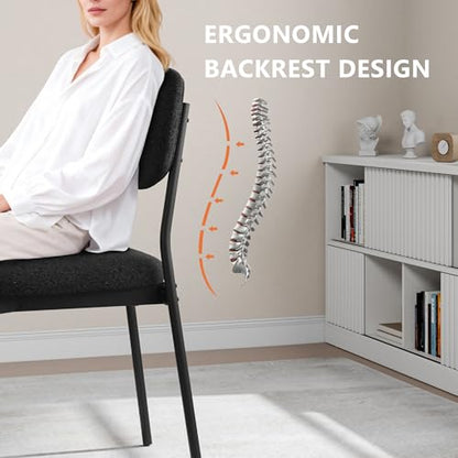 Einhomn Upholstered Dining Chairs Set, Modern Stackable Dining Room Chairs with Soft Velvet Backrest, Kitchen Chairs with Sturdy Metal Legs for Living Room, Restaurant, Set of 2,Black - color: Black