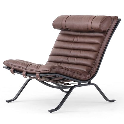 Imitation Leather Upholstered Armless Chair Modern Design Luxury Lounge Chair (Dark Brown) - color: Dark Brown