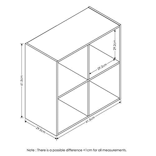 Furinno Pelli Cubic Storage Cabinet, 2x2, French Oak Grey/Black - color: French Oak/Black, size: 4-Cube