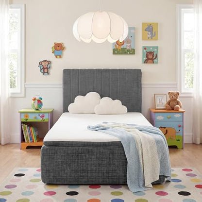 Twin Compression Bed Boneless Bed Frame with Mattress and Headboard - color: Grey, size: Twin