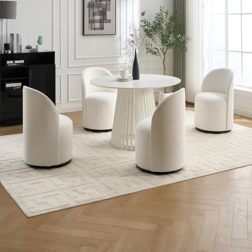 Penau Swivel Barrel Chair, Cream Velvet, Round Accent Seat | Velvet Upholstery, 360 Degree Swivel, Foam Cushion, Compact Indoor Seating, Dining Or Vanity Use