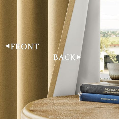 ChrisDowa Mustard Yellow Blackout Curtains 45 Inch Long 2 Panels for Bedroom - color: Mustard Yellow, size: 52"W x 45"L (Pack of 2)