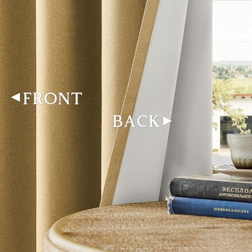 ChrisDowa Mustard Yellow Blackout Curtains 45 Inch Long 2 Panels for Bedroom - color: Mustard Yellow, size: 52"W x 45"L (Pack of 2)