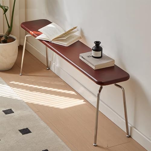Modern Wooden Bench Indoor, Solid Wood Long Bench with Stainless Steel Legs for Dining Room, Entryway, Bedroom - 47.2" Long Entryway Benches for Farmhouse, Kitchen, Living Room - color: Walnut, size: 47.2"L x 10"W x 17.7"H