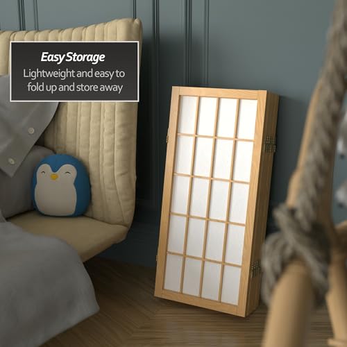 2 ft. Short Desktop Window Pane Shoji Screen - Natural - 6 Panels - color: Natural, size: 6 Panel