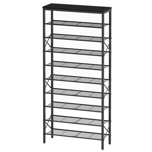 10 Tier Shoe Rack, Large Capacity Shoe Storage Organizer Holds 40 Pairs, Sturdy and Stable, for Entryway, Hallway, Closet, Dorm Room, Black SS10BB - color: Black, size: 27.8" x 10.8" x 65.7"