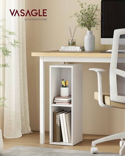 VASAGLE CUSTOS Collection - Bookshelf, 2-Tier Bookcase, Book Shelf, Open Storage Shelf, 9.4 x 7.9 x 25.2 Inches, for Living Room, Home Office, Dining Room, Cloud White ULBC522W01 - color: Cloud White, size: 2 Tiers (7.9"W)