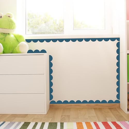 Scallop Border Wall Sticker，Door Edge Scallop Decorative Art Stickers，Scallops Peel and Stick Border，for Nursery, Kids Bedroom Living Room Home Scandinavian Boho Painting Wall Décor. (Petrol) - color: Petrol