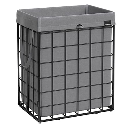 SONGMICS Laundry Hamper, 23.8 Gal. (90L) Laundry Basket, Collapsible Clothes Hamper, Removable and Washable Liner, Metal Wire Frame, for Bedroom Bathroom, Black and Gray ULCB190G01 - color: Black + Gray, size: 90 L