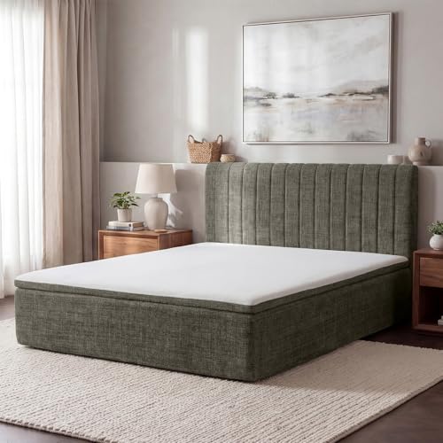 Full Compression Bed Boneless Bed Frame with Mattress and Headboard - color: Green, size: Full