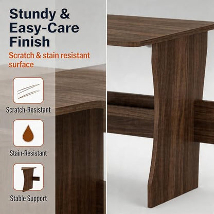 IDEALHOUSE Walnut L Shaped Desk for Small Spaces, Reversible Corner Desk with Storage Cabinet and 6 Adjustable Shelves, Wood Computer Desk for Home Office, Study, Writing, Gaming, Bedroom, Brown