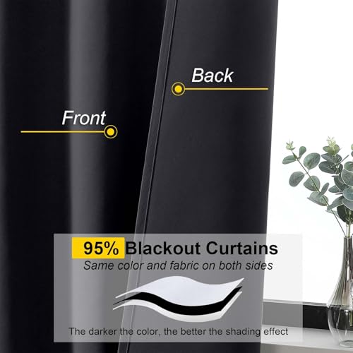 Black Blackout Curtains 84 Inch Length 2 Panels Set, Soft Solid Thermal Insulated Room Darkening Curtains 84 Inches Long for Bedroom Living Room, Rod Pocket Drape, Black, Each 40" Wx84 L - color: Black, size: 40"W x 84"L (Pack of 2)