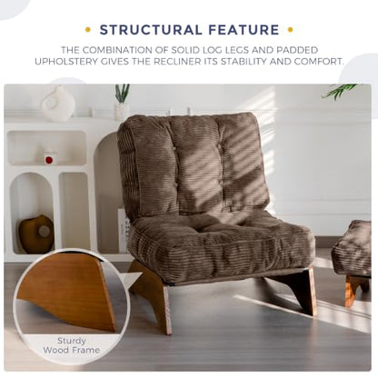 MAXYOYO Accent Chair with Ottoman, Lounge Chair with Adjustable Backrest | Tufted Living Room Chair Upholstered Lounge Chair with Footrest Set, Modern Chair for Reading Room, Brown - color: Brown
