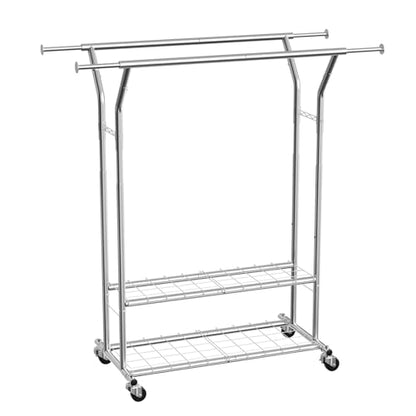 VEVOR Clothes Rack, Rolling Clothing Garment Rack, Extendable Carbon Steel Clothing Racks with Wheels for Bedroom, Laundry, Living Room - style: Modern