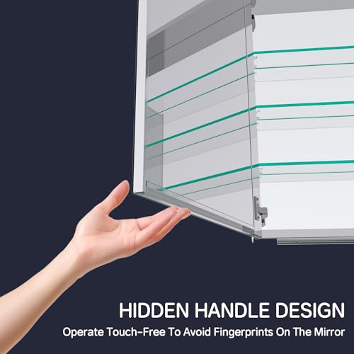 48"x36" Medicine Cabinet with Mirror & Soft Close Hinges, Surface Mount or Recessed Medicine Cabinet with Adjustable Shelves, Bathroom Wall Medicine Cabinet with Storage, Aluminum Alloy Frame, Combo - size: 48" x 36"