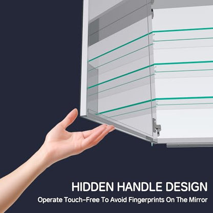 44"x36" Medicine Cabinet with Mirror & Soft Close Hinges, Surface Mount or Recessed Medicine Cabinet with Adjustable Shelves, Bathroom Wall Medicine Cabinet with Storage, Aluminum Alloy Frame, Combo - size: 44" x 36"
