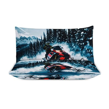 3 Piece Cool Snowmobile Bedding Set - Ultra Soft Fabric & Double-Sided Print, Breathable Comforter Set with 1 Quilt Cover & 2 Pillowcases for Home Hotel, 90"x90" - size: 90"x90"