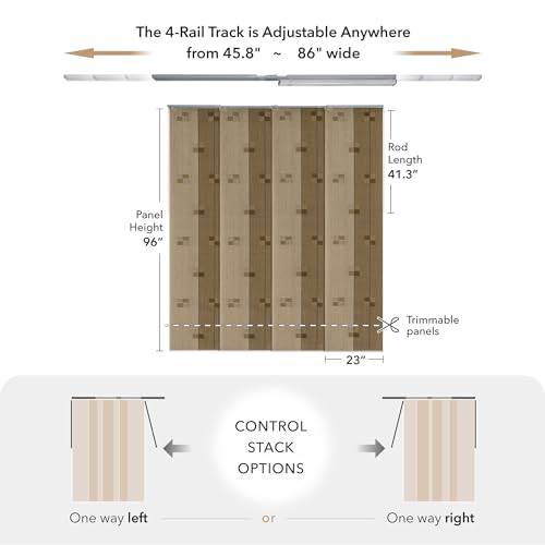 Vertical Blinds Room Divider 45.8"-86" x 96", Summer | Adjustable Woven Panels for Windows, Closet Doors and Room Dividers with Trimmable Fabric Design - color: Summer