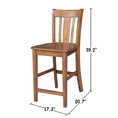 IC INTERNATIONAL CONCEPTS 30" Round Pedestal Gathering Height Table with 2 San Remo Counter Height Stools, Distressed Oak - color: Distressed Oak