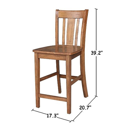 IC INTERNATIONAL CONCEPTS 30" Round Pedestal Gathering Height Table with 2 San Remo Counter Height Stools, Distressed Oak - color: Distressed Oak