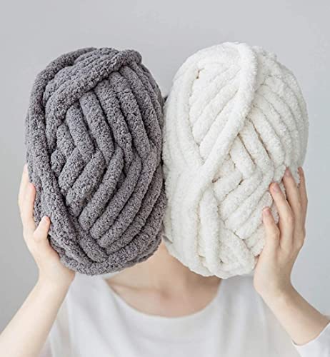 Chunky Knit Chenille Yarn for Hand Knitting Blankets, Super Soft Big Jumbo Blanket Yarn (Mixed Coffee) - color: Mixed Coffee