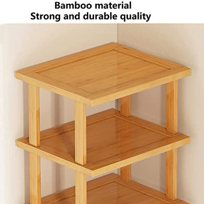 Wood Shoe Rack 5/7/8 Tier - Vertical Shoe Rack for Small Spaces, Tall Narrow Shoe Rack Organizer for Closet Entryway Corner Garage and Bedroom, Skinny Shoe Shelf with Free Stackable DIY (XL) - size: X-Large