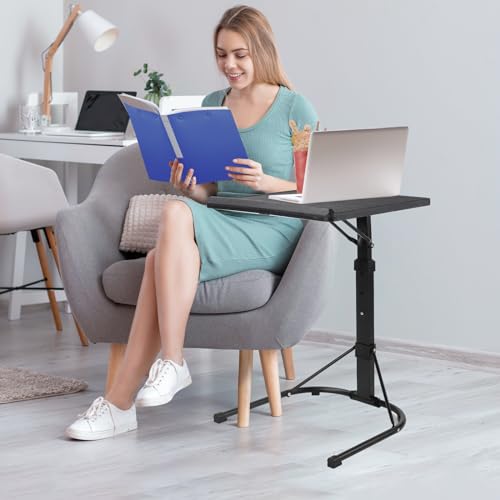 Gocamptoo Folding TV Tray Table, Multi-Functional Personal Activity Table, Adjustable Height TV Dinner Table, Space Saving - color: Black