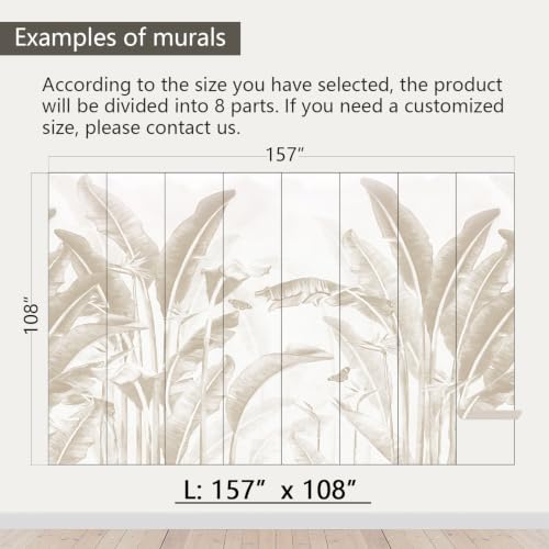 AFZEVEB-Tropical Banana Leaf Peel and Stick Wallpaper Walls Mural - color: X809, size: 157" x 108"