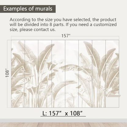 AFZEVEB-Tropical Banana Leaf Peel and Stick Wallpaper Walls Mural - color: X809, size: 157" x 108"