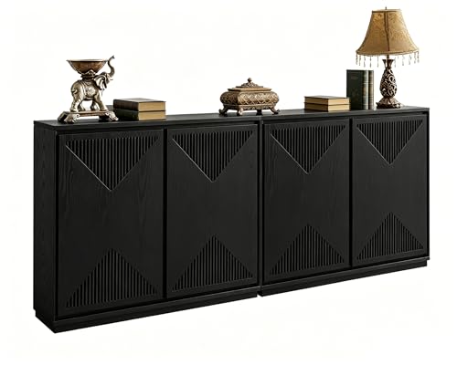 Wood Sideboard Buffet,Thin Storage Cabinet for Narrow Spaces,2 Piece | Black;Modern Entryway Cabinet with Doors &Shelves,Narrow Long TV Media Console Table;Thin Cabinet for Living Room,Entryway - color: D- Black, size: 2 Pieces