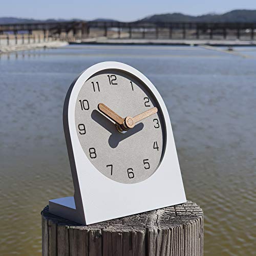 Wooden Silent Non-Ticking Battery Operated Decorative Small Mini Analog Modern Shelf Desk Table Mantel Clock for Home, Office, Living Room, Bed Room (White)