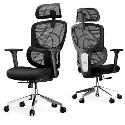 Black Ergonomic Mesh Home Office Chair, Big & Tall Gaming Chair - High-Adjustable Lumbar Support, 4D Armrests, 2D Headrest, 90°~135° Tilting with Lock, Swivel Desk Chairs 600lb Capacity