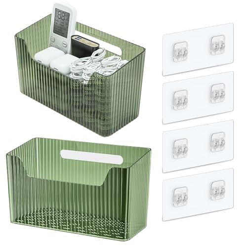 Lae Nuvole Adhesive Cabinet Door Organizer, 2 Pack Wall Shower Caddy, Green | 4 Adhesive Straps, No Drill Wall Mount, Renter Friendly, BPA-free stackable; Fits Bathroom, Kitchen, Apartment, Pantry, RVs - color: Green
