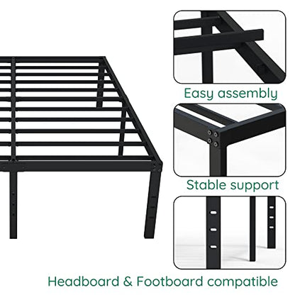DiaOutro 18 Inch High Bed Frame Queen Size with Storage, Black | Steel Slats Platform No Box Spring Needed Mattress Foundation, Easy Assembly, Noise Free - size: Queen, style: 18 Inch (Black)