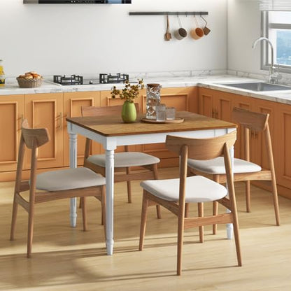 Giantex Rectangular Extendable Dining Table for 4-8 People with Rubber Wood Legs, 220 Lbs Capacity, Large Folding Kitchen Table for Dining Room, Living Room, Small Space, Dinner, Dinette